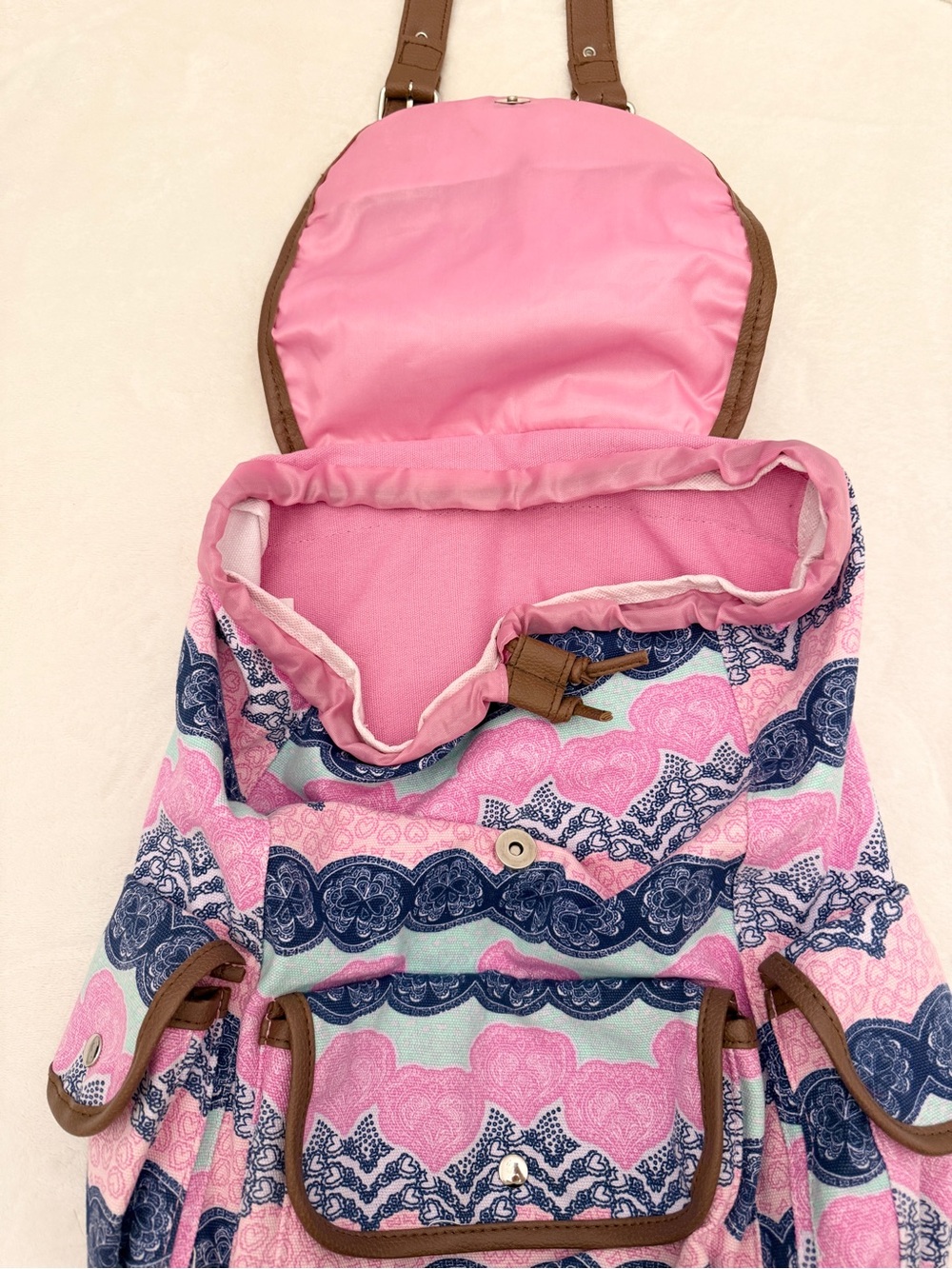 Laura Ashley Patterned Canvas Backpack - Picture 6 of 8